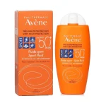 نمای بطری وجعبه ضد آفتاب اون فلوئید اسپرت Avene Fluid Sport SPF50 نارنجی ۱۰۰ میلی‌لیتر