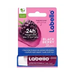 نمای جعبه بالم لب لبلو تمشک Labello Blackberry Shine Lip Balm بنفش 5 گرم