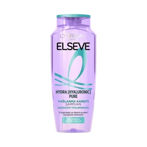 شامپو آبرسان و کنترل چربی لورآل السیو هیالورونیک پیور Loreal Elseve Hydra Hyaluronic Pure بطری بنفش شفاف 300 میلی‌لیتر